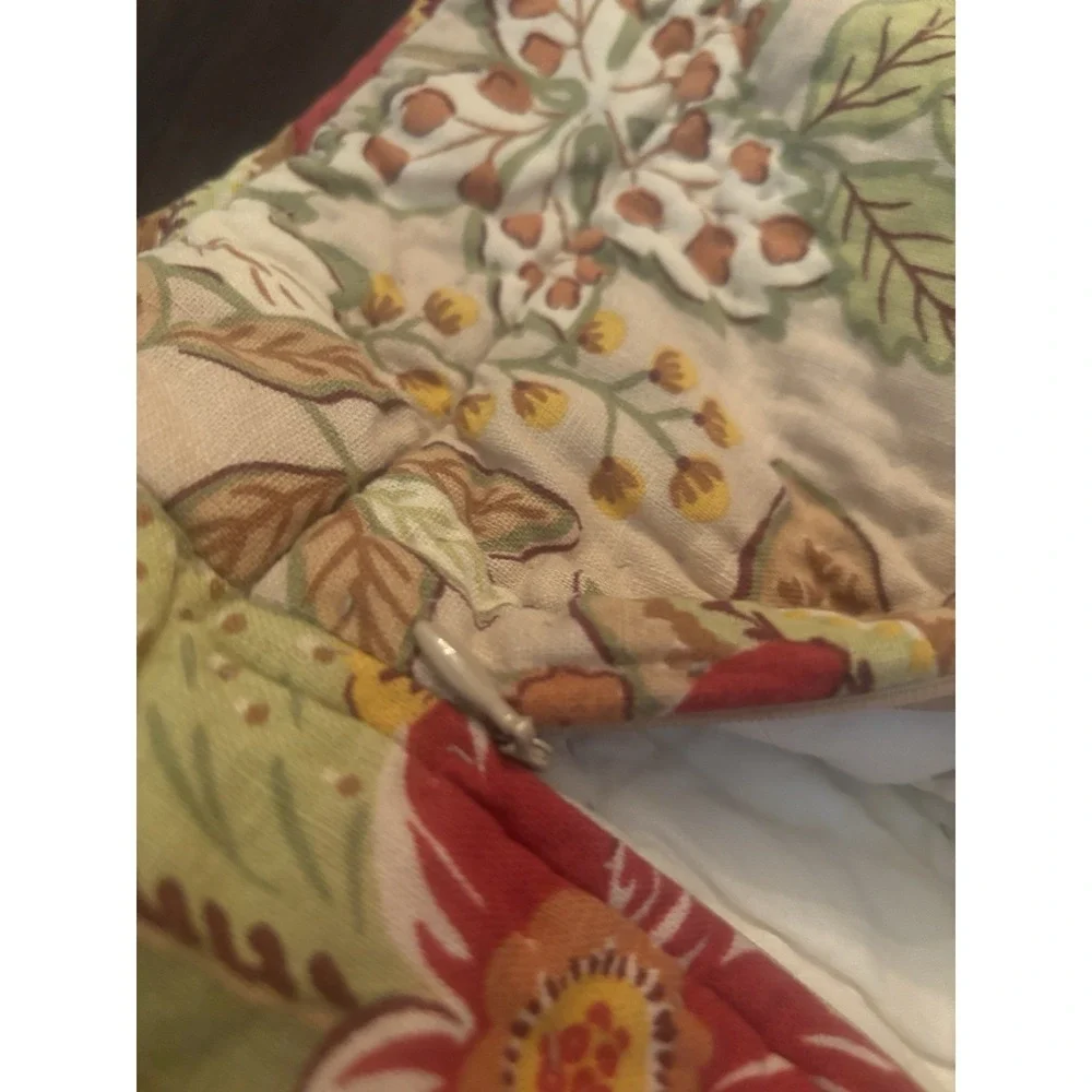 Pottery Barn Floral Euro Quilted Pillow‎ Sham Cover  Reversible
